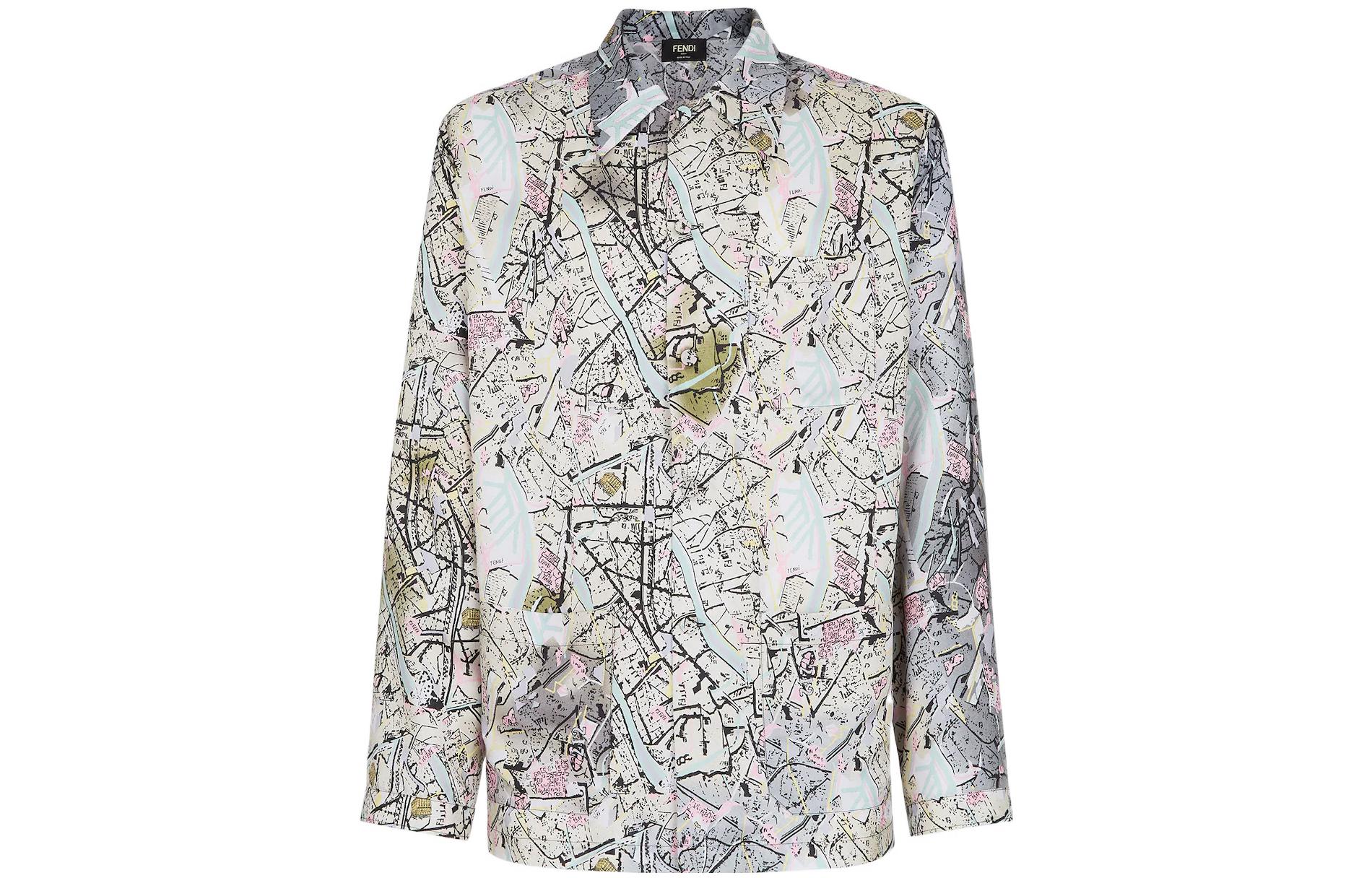 

Рубашка с длинными рукавами с изображением карты Fendi, серый