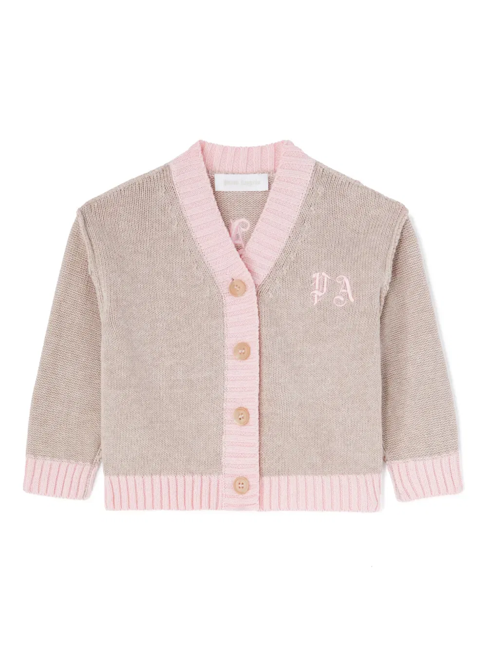 Кардиган с логотипом и интарсией Palm Angels Kids, нейтральный