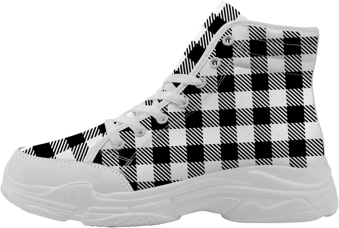 

Высокие кеды в клетку для женщин и мужчин, кроссовки на платформе с шнуровкой, подарки для друзей Generic, белый/черный