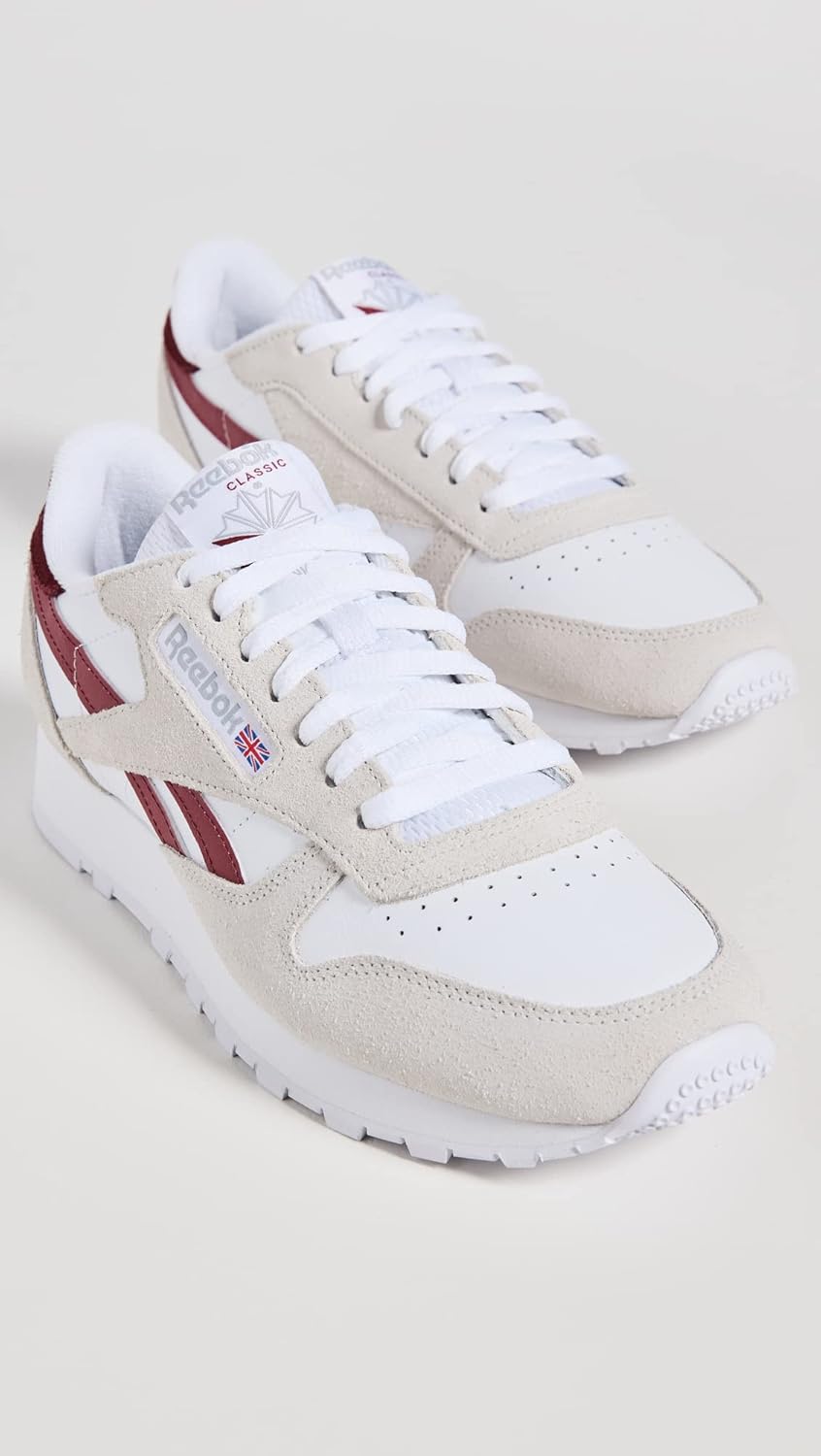 Классические кожаные кроссовки для взрослых, унисекс V1 Reebok, белый/серый/бордовый — фото 4