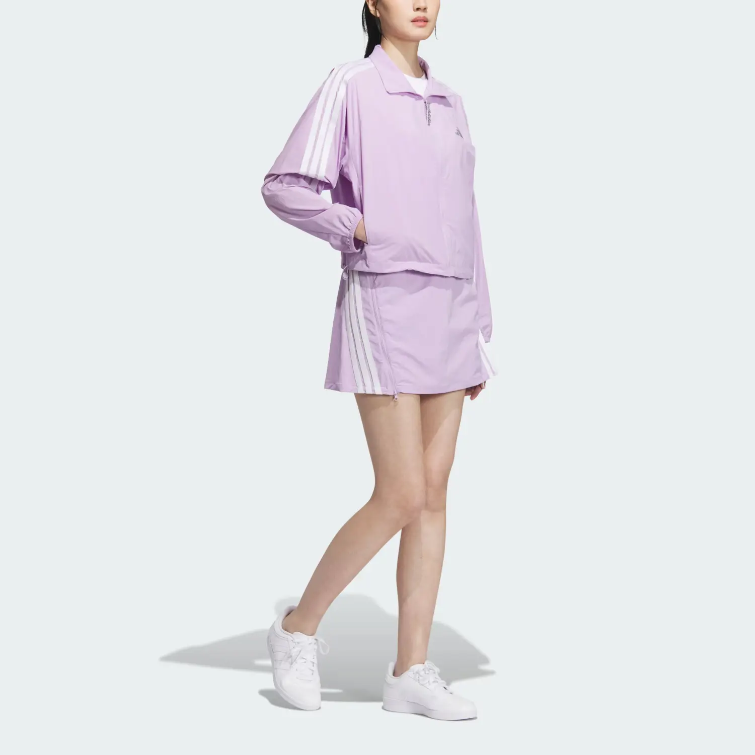 Adidas Сюжет Легкая Куртка Женская, Powder Plum Purple/White — фото 4