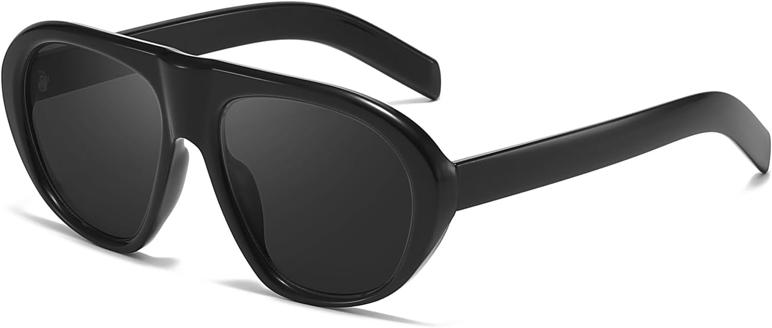 

Винтажные солнцезащитные очки-авиаторы для женщин. Классическая ретро-оправа большого размера для модного использования во время вождения и на открытом воздухе. Защита от УФ-излучения UV400 KISVIBE, 03-black/Grey