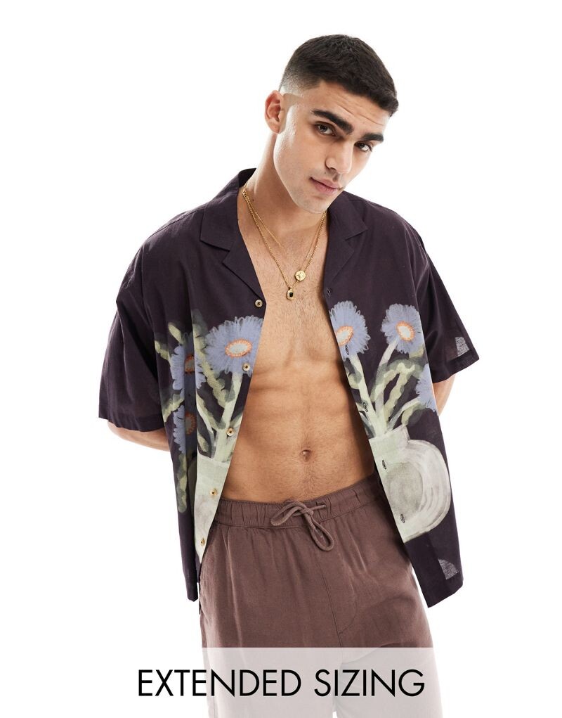 

Рубашка оверсайз с цветочным принтом вазы ASOS DESIGN