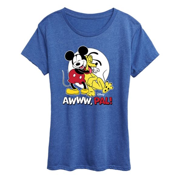 

Женская футболка с Микки Маусом и Плуто с рисунком «Awww pal» Disney, синий