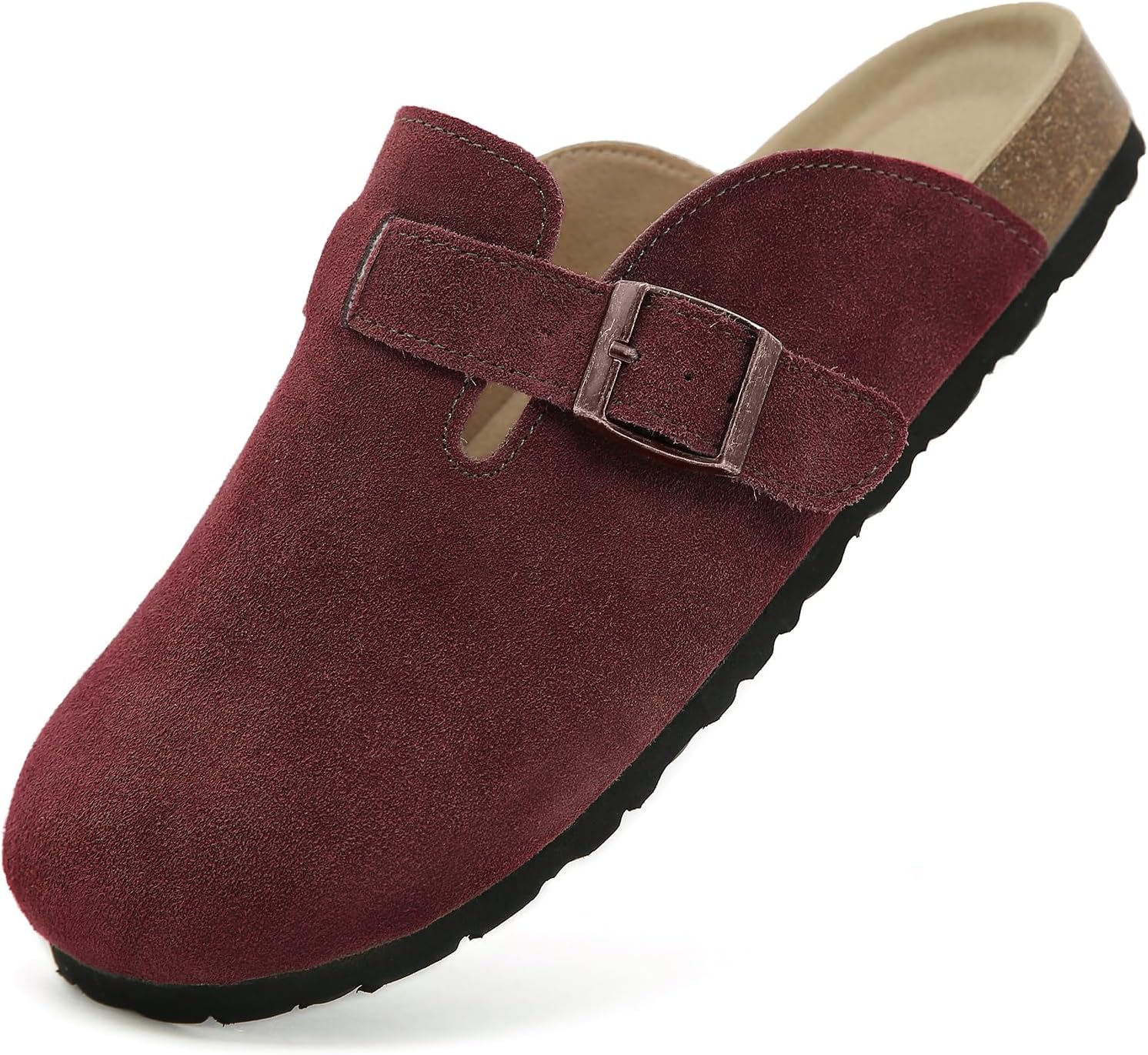 

Сабо из замши Dumalum для женщин и мужчин - с регулируемой пряжкой, на пробковой стельке, с противоскользящей подошвой - тапочки, красный