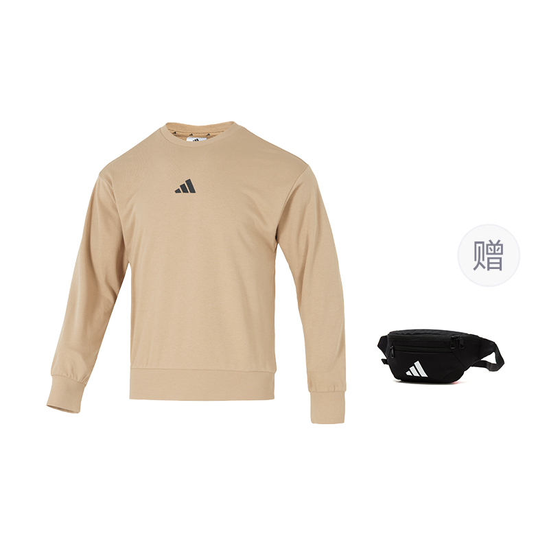 

Толстовка мужская с круглым вырезом, умеренная посадка, Regular Adidas, коричневый (comes with adidas bag 1 pc)