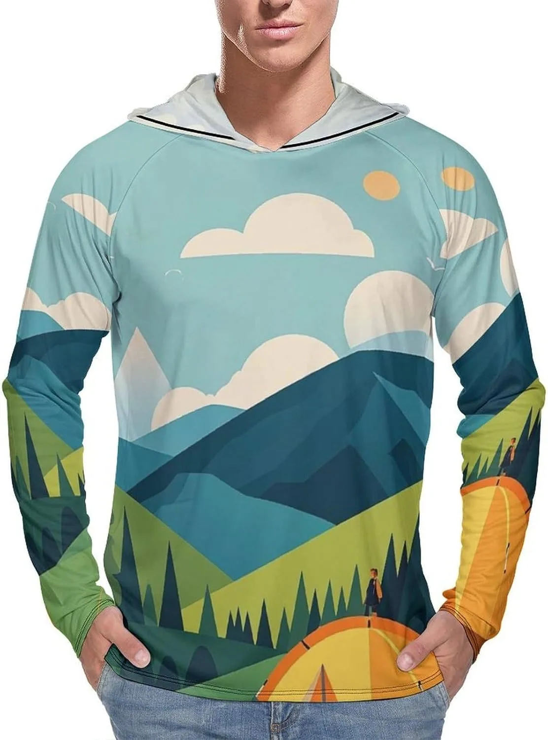 

Мужская толстовка с защитой от солнца UPF 50+, для горного кемпинга, с длинным рукавом, легкая и быстросохнущая FHESDCW