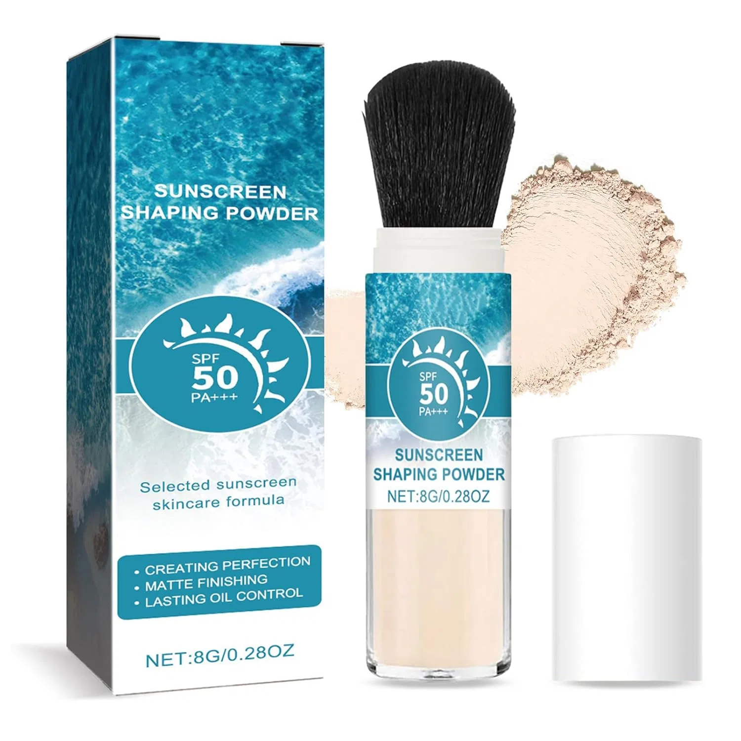 Минеральная солнцезащитная пудра SPF 50 с кистью Eonfave, Translucent