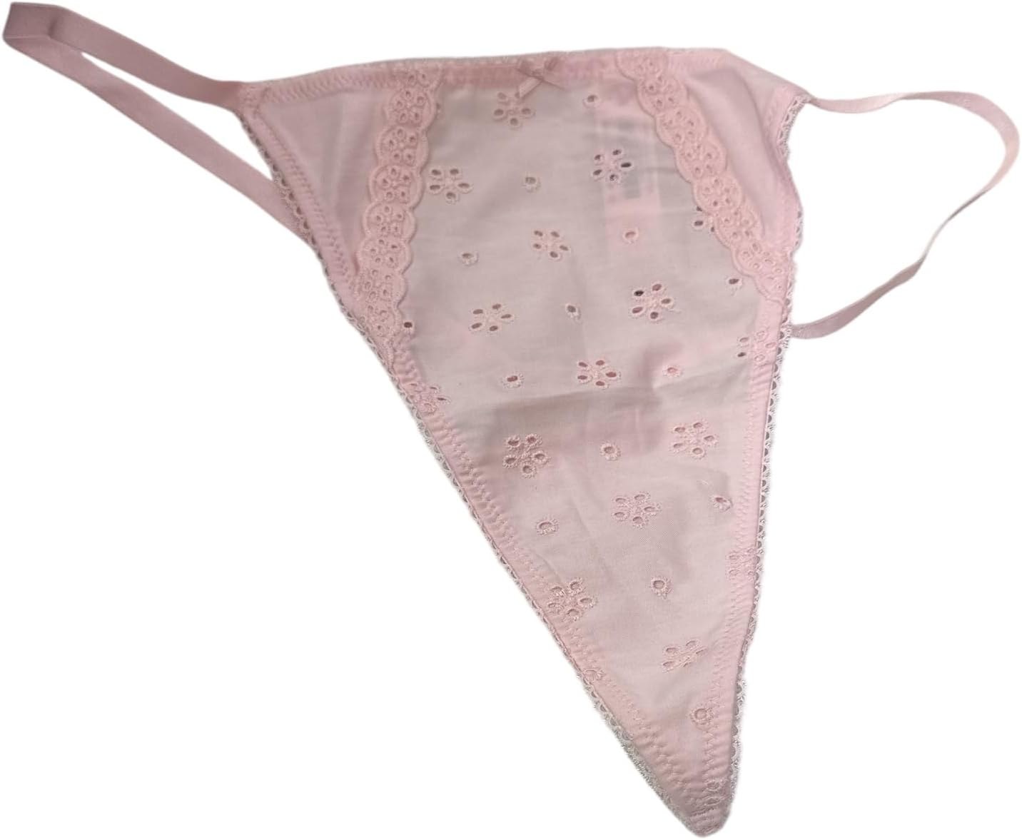 Трусики Victoria's Secret Stretch Cotton Eyelet V-String, цвет Pink New — фото 2