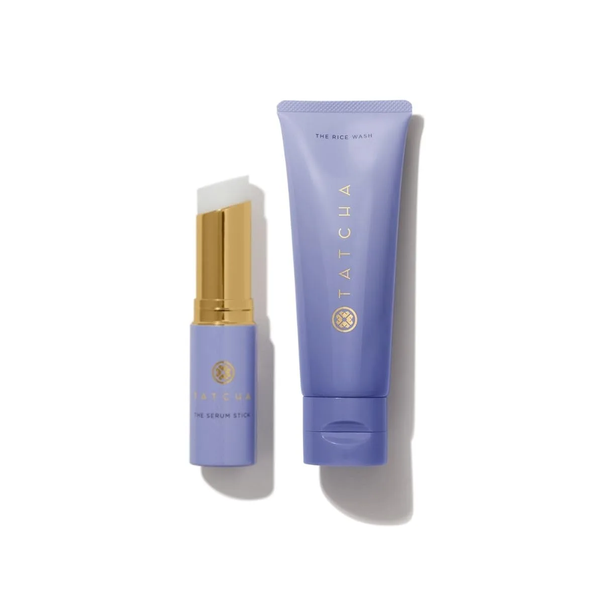 TATCHA: сыворотка-стик и рисовый гель для умывания - дуэт лечебного и корректирующего бальзама для лица и мягкого крема для умывания.