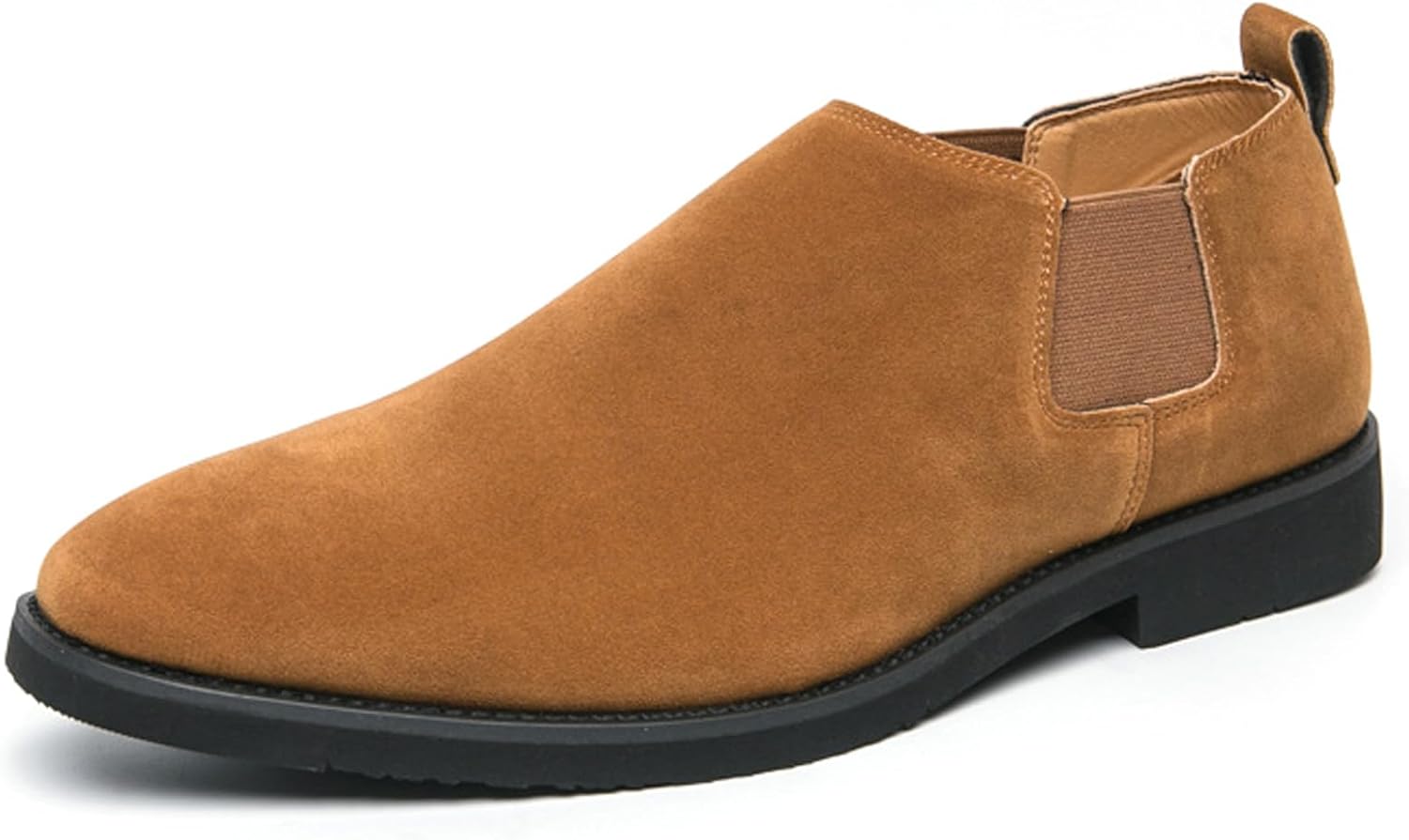 

Мужские замшевые ботинки до щиколотки, ретро, с круглым носком, массивным каблуком, без шнуровки, низкие, деловые, рабочие, короткие повседневные и формальные ботинки Ghibhna, желтый