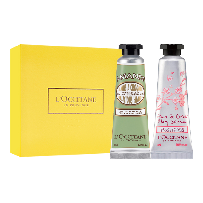 

Набор для рук с долгоиграющим ароматом: маска-перчатка с маслом ши и миндалем, крем для рук с розовым ароматом LOCCITANE, [Popularity]Sweet Almond 10ml + Cherry Blossom 10ml