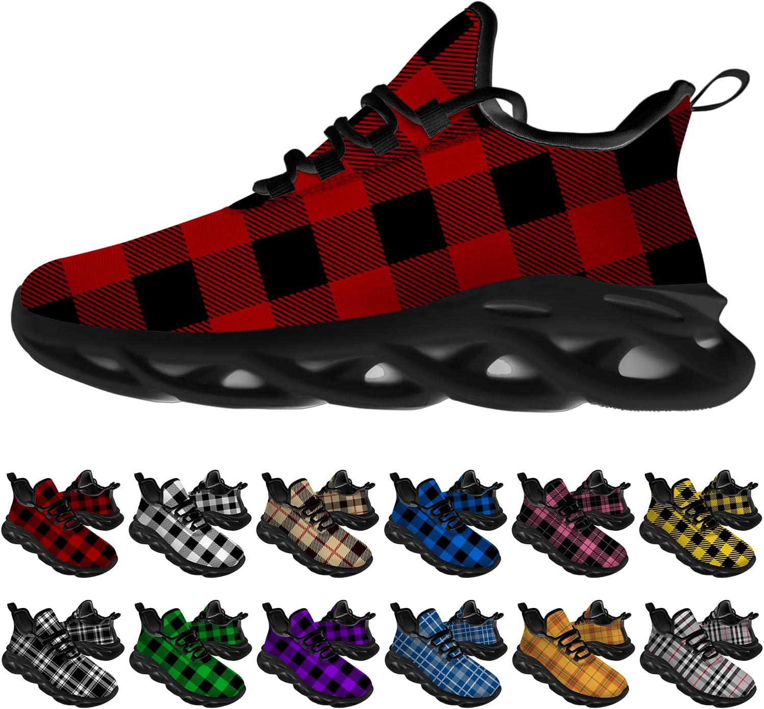 

Кроссовки Ciadoon Plaid для мужчин и женщин, обувь для бега по дороге, спортивная обувь для ходьбы, тенниса, кроссовки для занятий спортом, подарки для мальчиков и девочек, красный