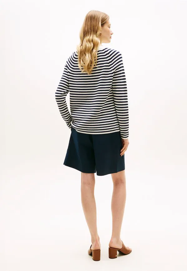 Свитер тонкой вязки с вырезом-лодочкой Tommy Hilfiger, Ivory Petal/Dark Night Navy — фото 3