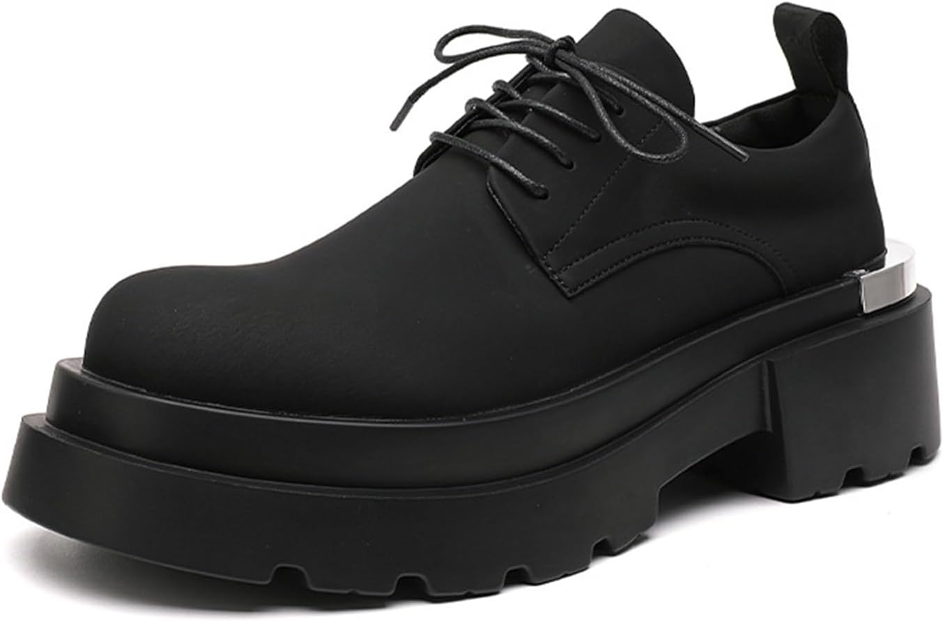 

мужские кожаные туфли-оксфорды на платформе с массивной подошвой Bangteuo, черный