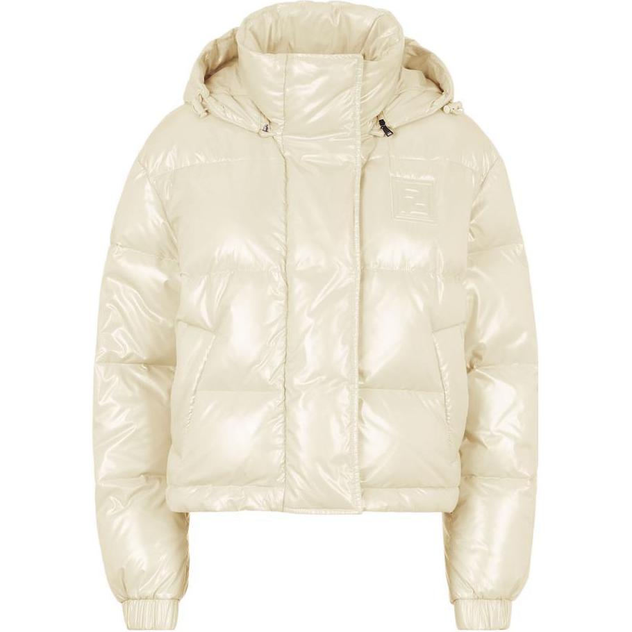 

FENDI Женская куртка-пуховик FW22 Pearl White, Белый, FENDI Женская куртка-пуховик FW22 Pearl White