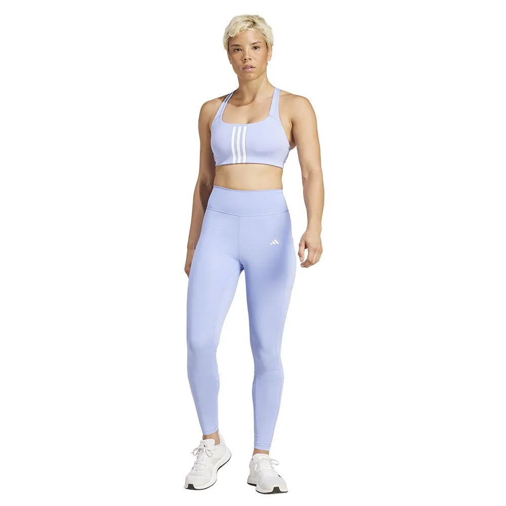 Спортивный бюстгальтер adidas Powerimpact 3 Stripes Medium Impact, синий — фото 2