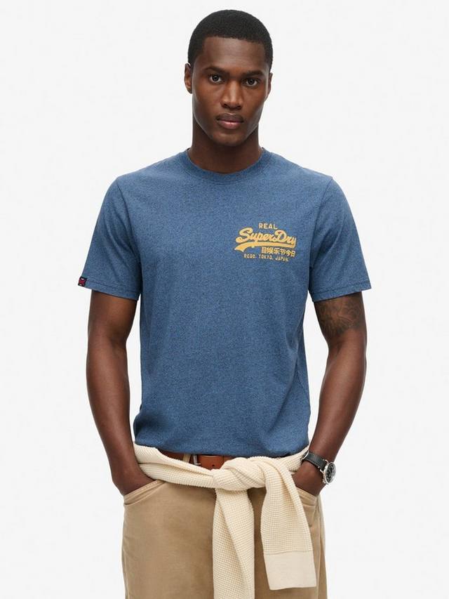 

Классическая винтажная футболка с графическим логотипом Superdry, цвет Airborne Navy Jaspe