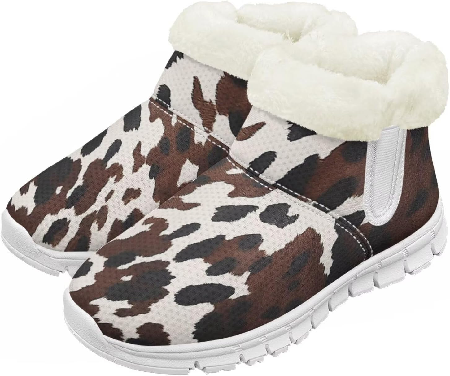 

Pzuqiu Детские зимние сапоги с теплой меховой подкладкой, с милым принтом для мальчиков и девочек, малышей, детей постарше и старших, для прогулок на улице, с белой подошвой