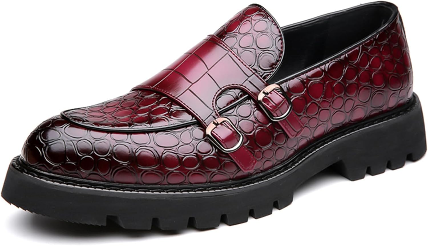 

Мужские лоферы на платформе из лакированной кожи с двойной пряжкой, классические лоферы-пенни, деловые мокасины, модные ботинки-лодочки Abborora, красный