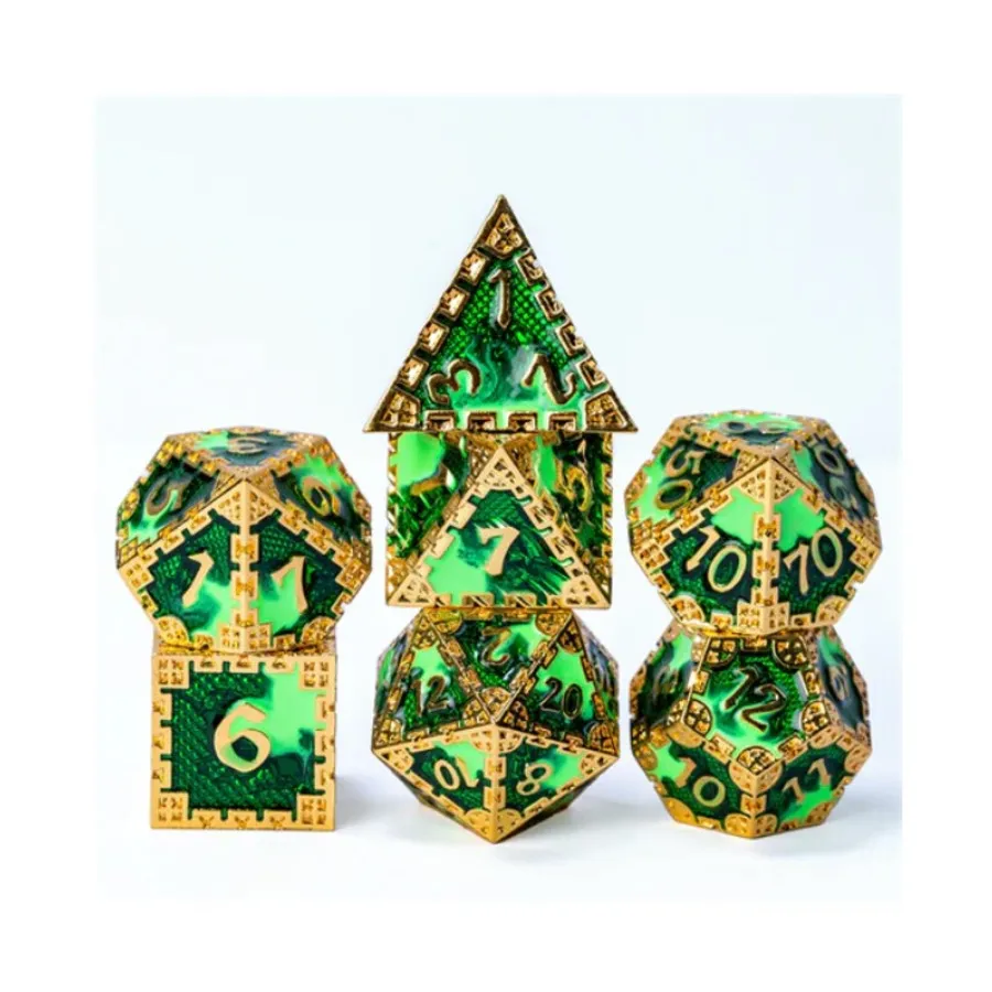 

Полигональный набор «Скрытый дракон» — золотой и зеленый (7), Dice Sets - Metal - Dragonstone, Dragon, Dragon Scale, Hidden Dragon