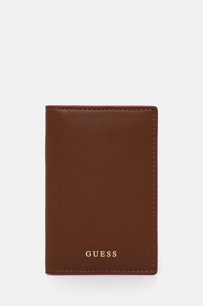 

Кожаная визитница Guess, коричневый