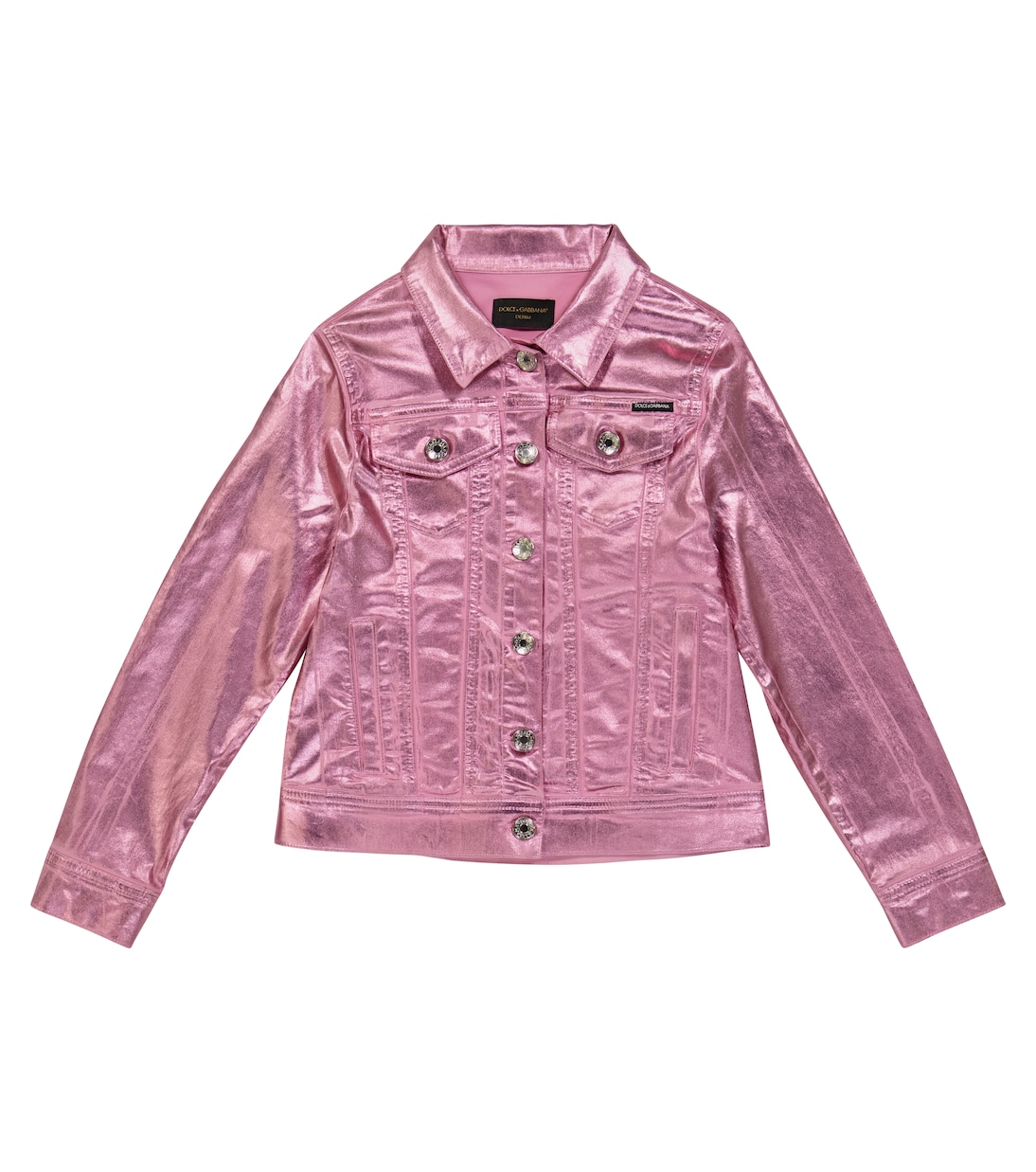 

Металлическая джинсовая куртка Dolce&Gabbana Kids, Rosa Confetto Chiaro