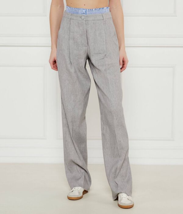 

Льняные брюки автокар Flare fit Marella Sport, серый