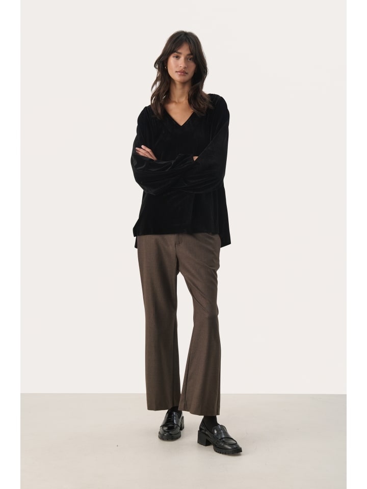 

Блузка MadisPW с длинными рукавами, прямого кроя, черного цвета. PART TWO