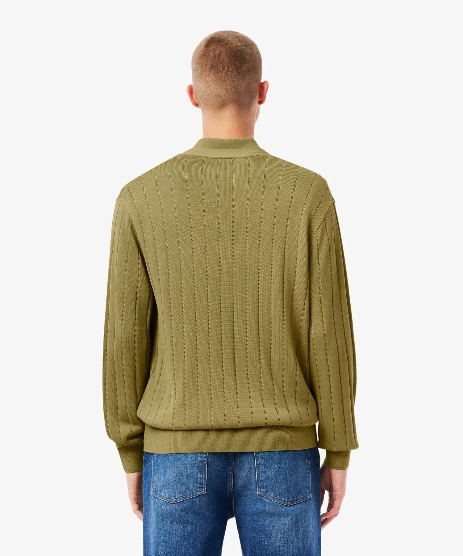 Кардиган из трикотажа в рубчик высокой плотности LACOSTE, Olive — фото 3