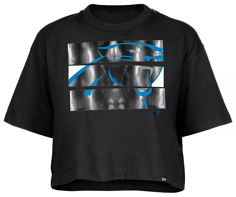 

Женская свободная черная футболка с вставками New Era Carolina Panthers