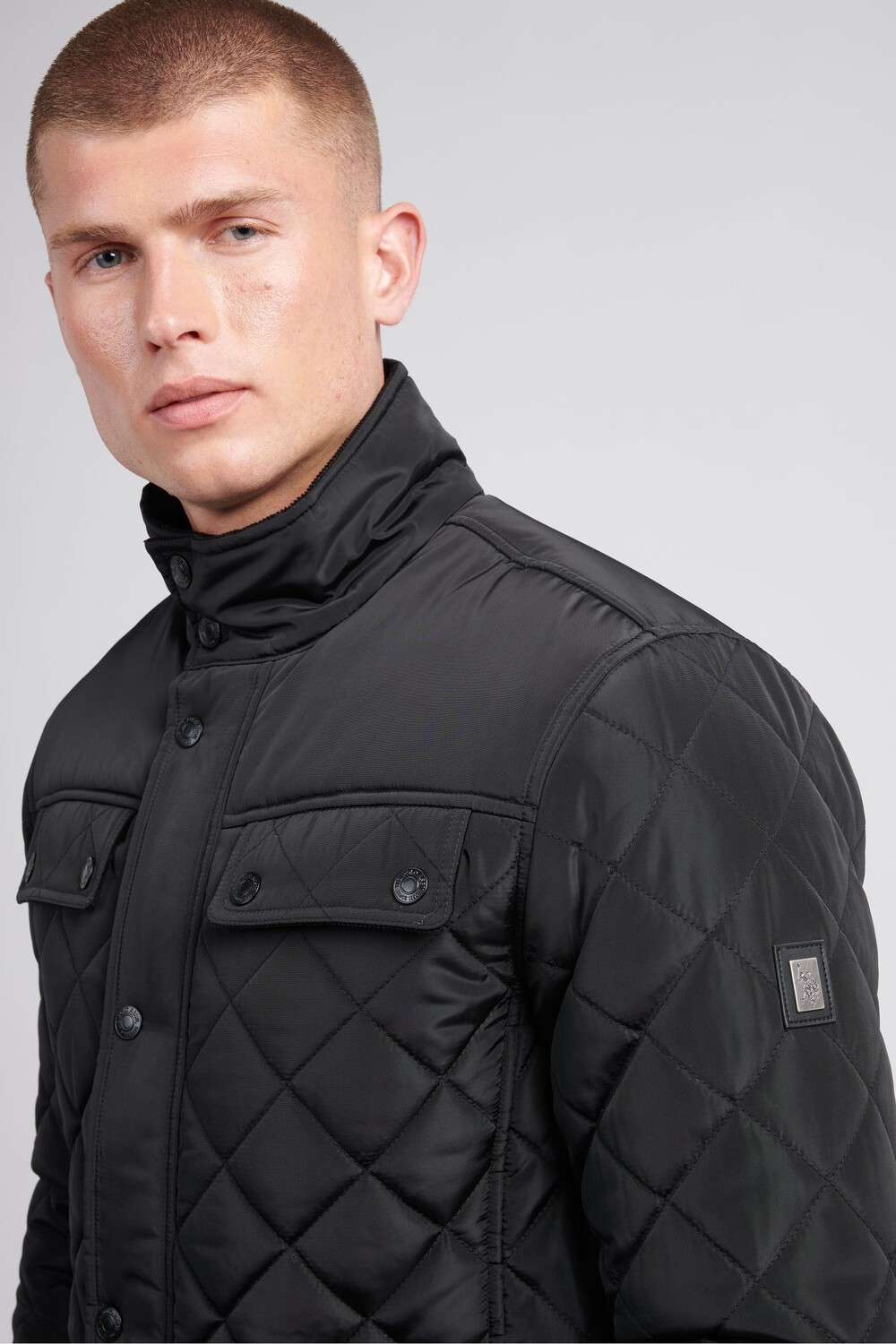 Мужская куртка воронка с ромбовидной стежкой U.S. Polo Assn, черный — фото 2