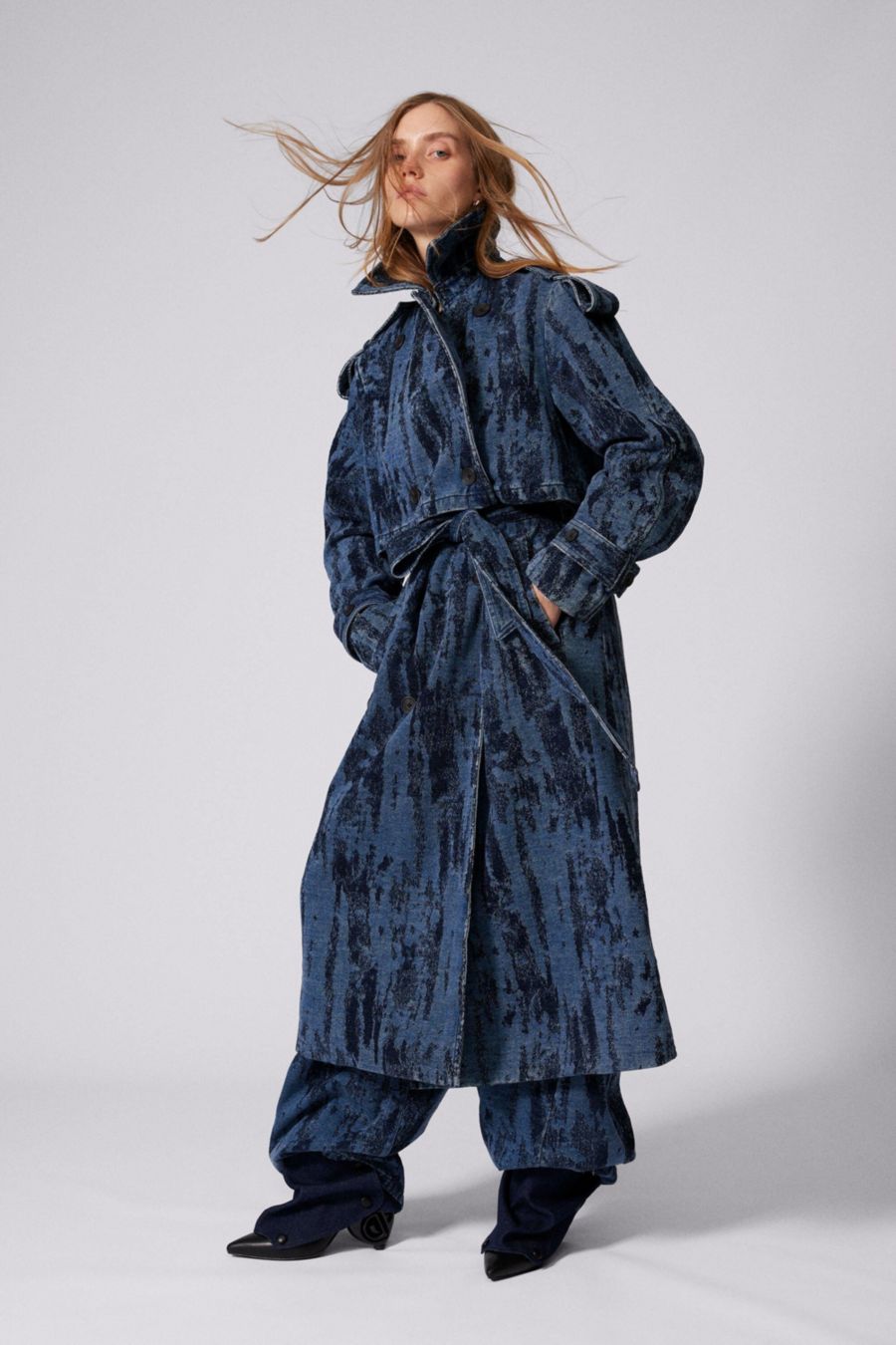 

Женский тренч из денима с градиентной отделкой Desigual, Dark blue