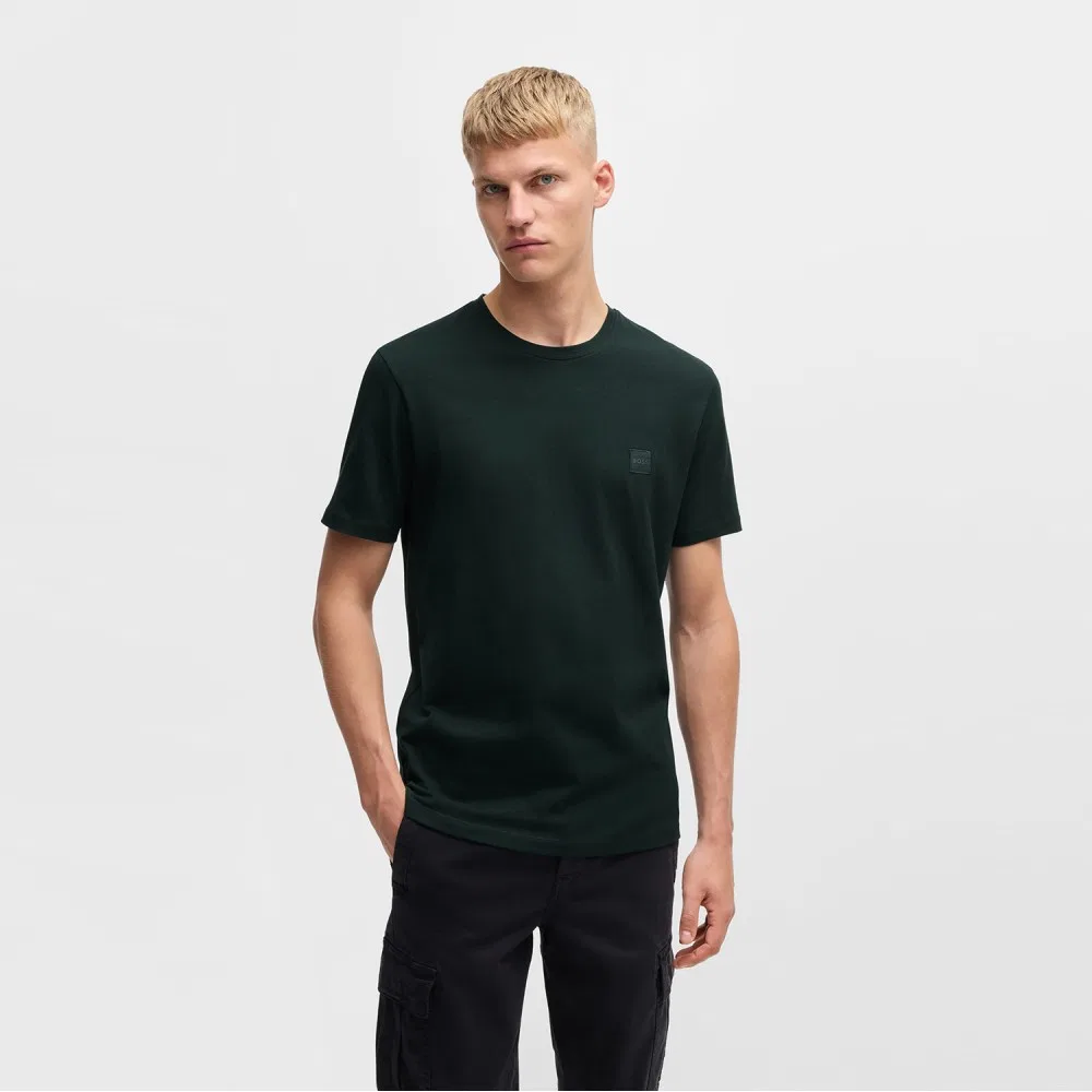 Мужская футболка Regular Fit из хлопкового джерси с логотипом открытого зелёного цвета от Boss