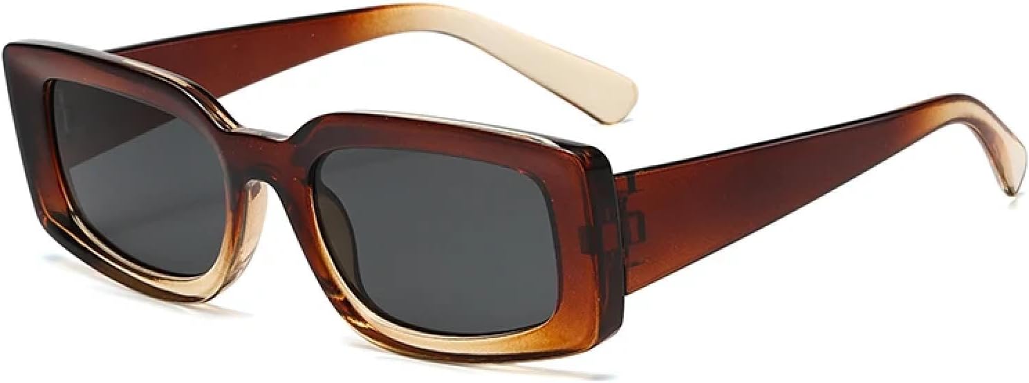 

Солнцезащитные очки прямоугольной формы для женщин и мужчин, ретро-очки с градиентным переходом, маленькие солнцезащитные очки с защитой от УФ-излучения UV400 HHZZYVY, Brown