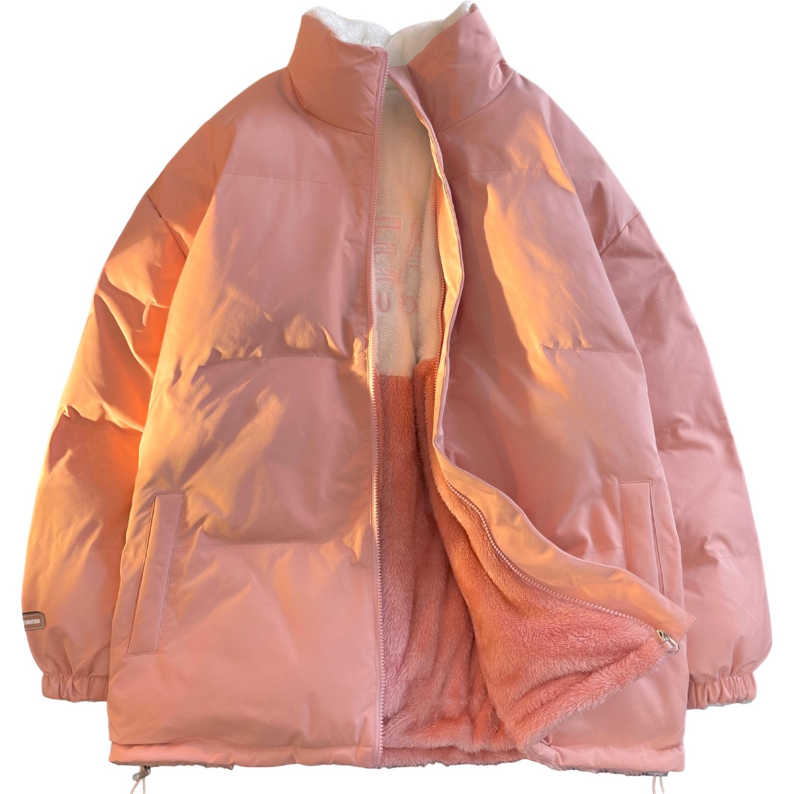 

Пуховик Unisex Stand Collar Thickened WARRIOR, розовый[reversible]