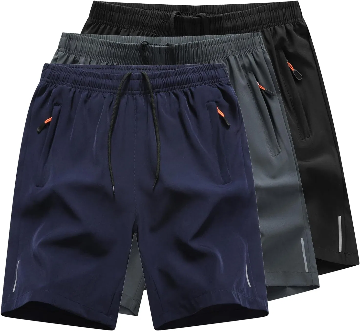 Детские шорты для бега с карманами на молнии, XiaoLongRen, 89057black+gray+blue