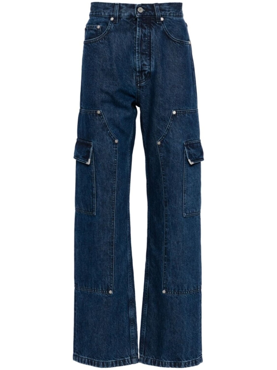 

Palm Angels Frame straight-leg cargo jeans, синий