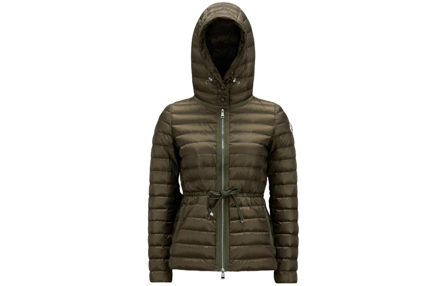 Пуховик женский Moncler с капюшоном, черный — фото 2