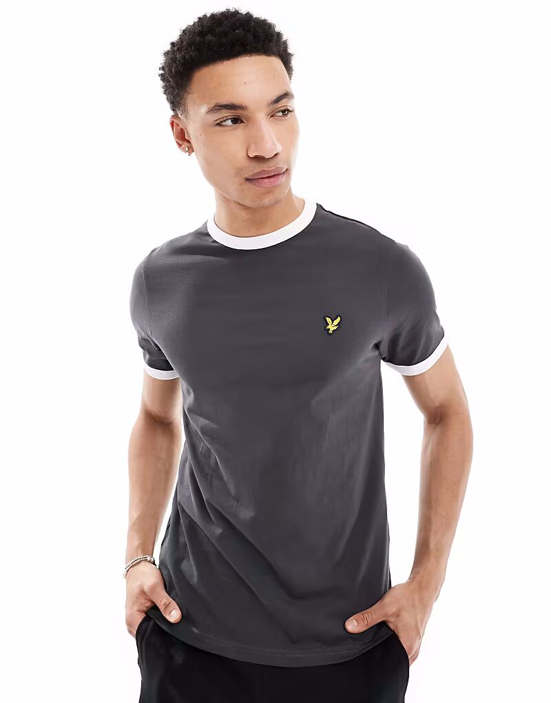 

Футболка Lyle & Scott Ringer цвета оружейный металлик/белый