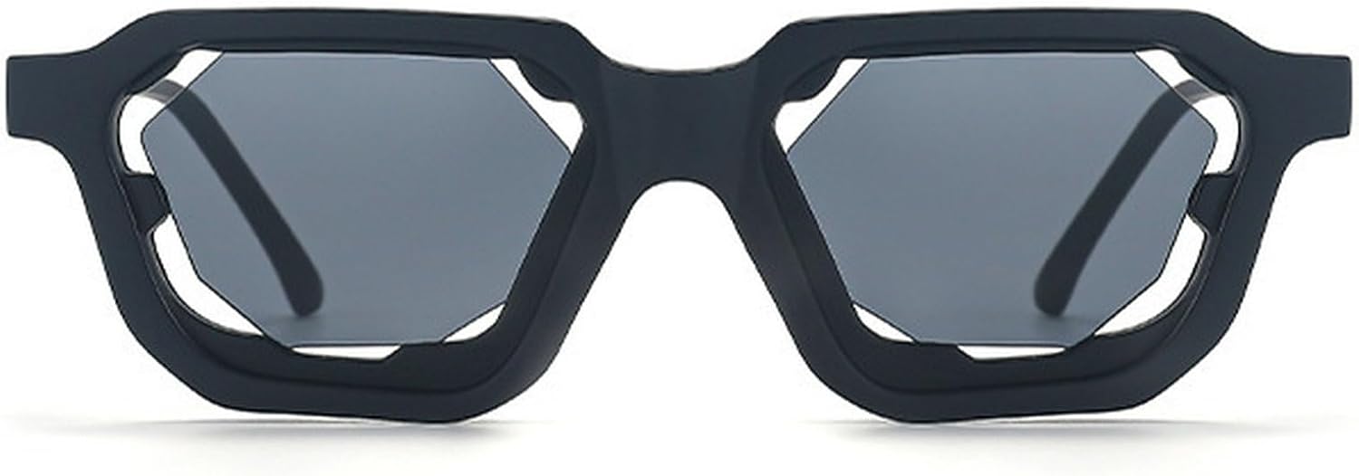 

Модные большие квадратные солнцезащитные очки в стиле Y2k для женщин, винтажные градиентные очки с защитой от УФ-излучения UV400 для мужчин, стильные очки с полой конструкцией mincl, Black