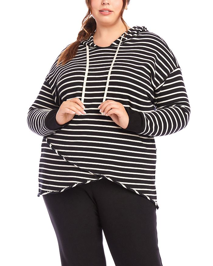 

Полосатая толстовка с капюшоном и асимметричным подолом Karen Kane, мультиколор