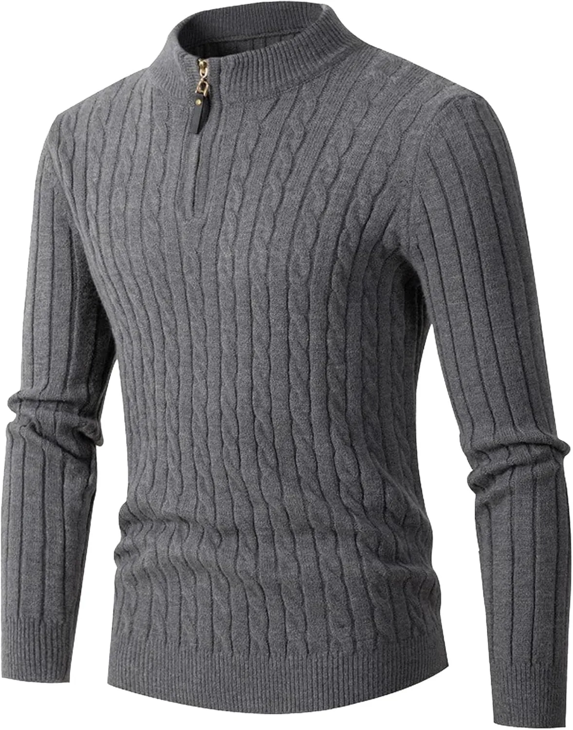 

Мужской свитер Slim Fit с молнией и воротником-стойкой Qolkmuiy-GJ