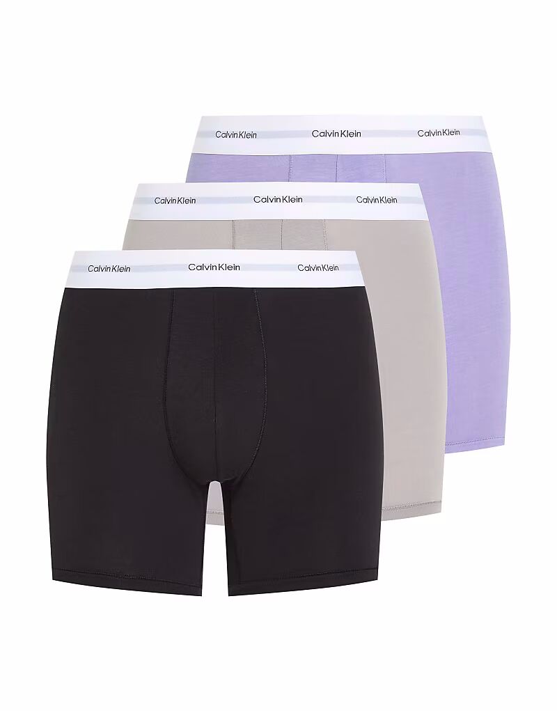 

Трусы-боксеры Calvin Klein Cotton Modal Stretch, 3 пары, черный/серый/сиреневый