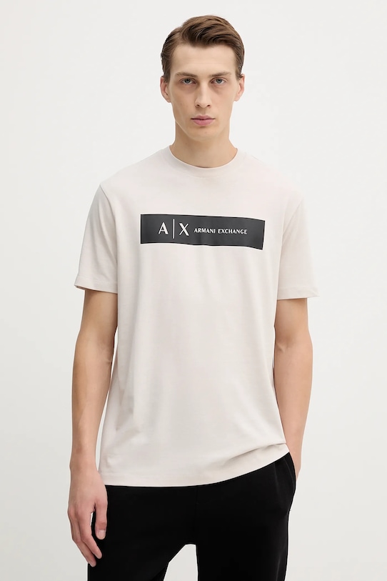 

Хлопковая футболка Armani Exchange, бежевый
