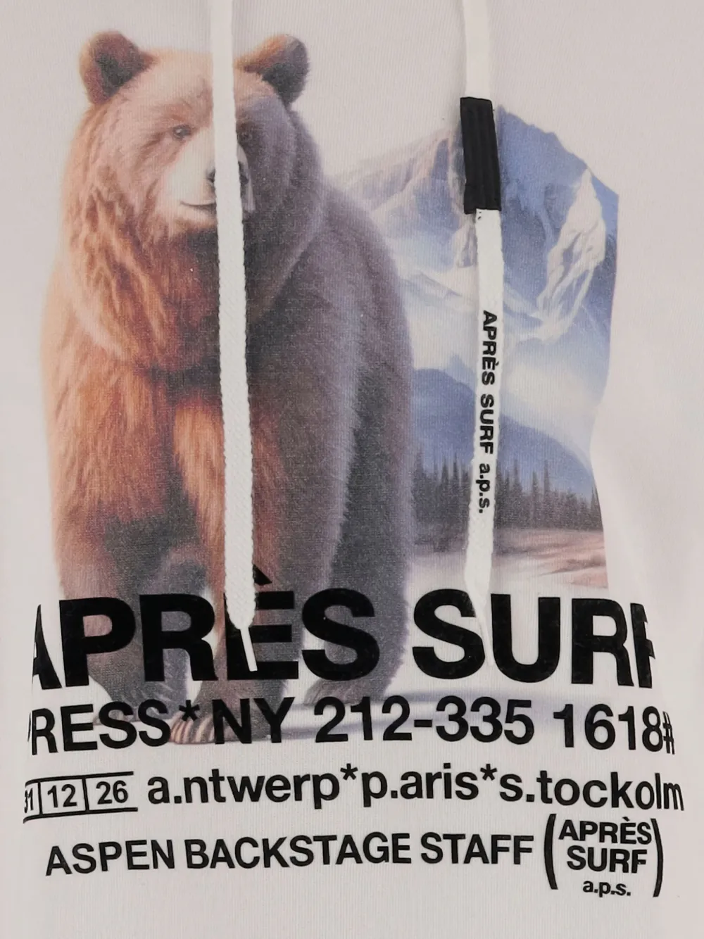 

Худи с принтом в виде медведя и кулиской APRES SURF, белый