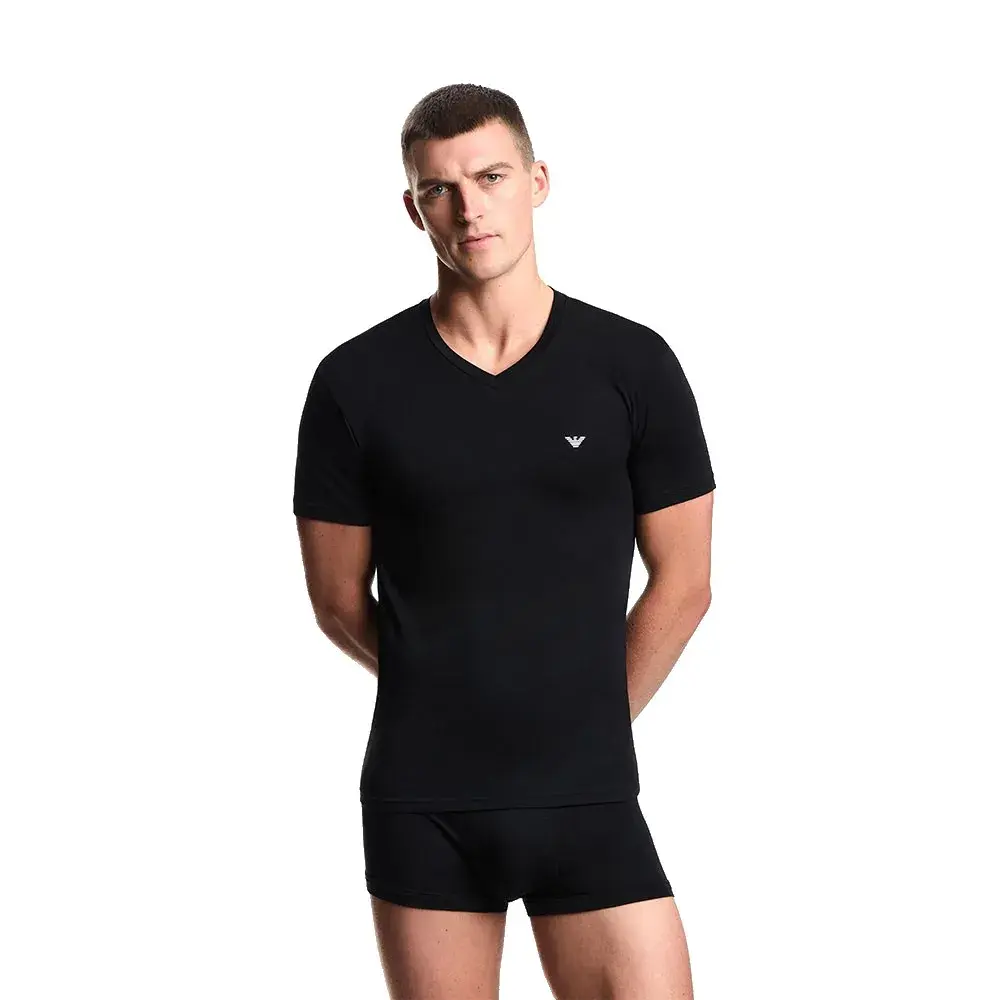 

Футболка Emporio Armani Stretch Cotton Jersey short sleeve v neck, черный