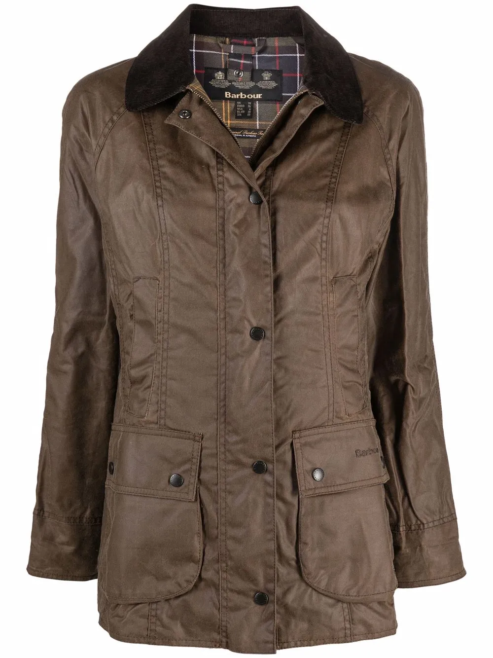 

Вощеный дождевик с воротником Barbour, коричневый