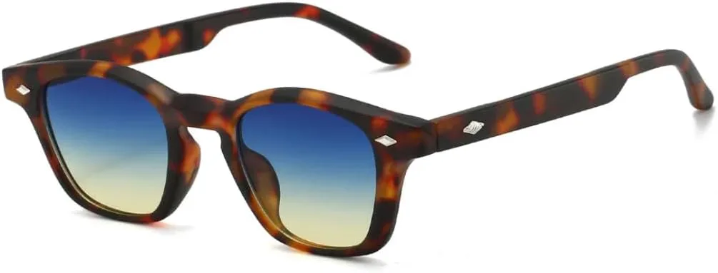 

Солнцезащитные очки в маленькой оправе, стильные черные, для мужчин и женщин, в ретро-стиле, с защитой от УФ-излучения UV400 SZVVBKK, Leopard Blue Yellow