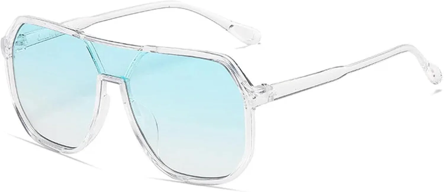 

Солнцезащитные очки в пластиковой оправе для женщин, с двойной перемычкой, цельные, модные, для мужчин, для активного отдыха и спорта, в тренде TVTBBVV, Clear-blue